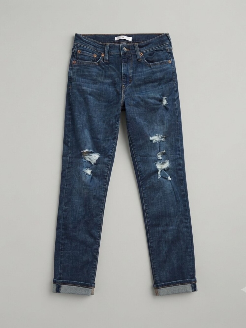 Levi's Women's Boyfriend Jeans Size 28 Dark Wash Distressed Denim Pants